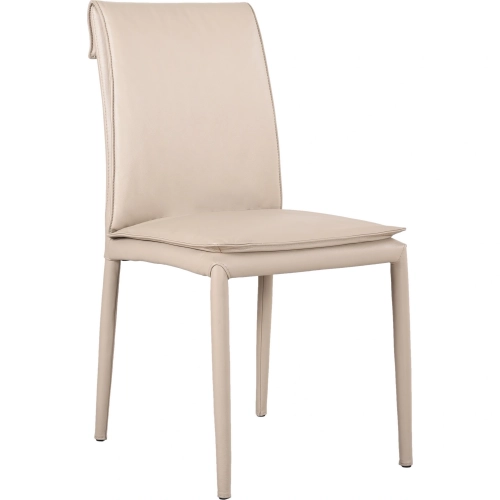 Togo Dining Chair in Light Mocha Leather & Metal (Set of 2)